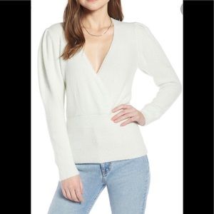 Something Navy mint green surplice wrap top